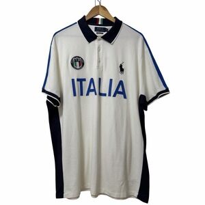 Polo‎ Ralph Lauren Big Pony Italia Soccer Team Mens Polo Shirt Size XXL White